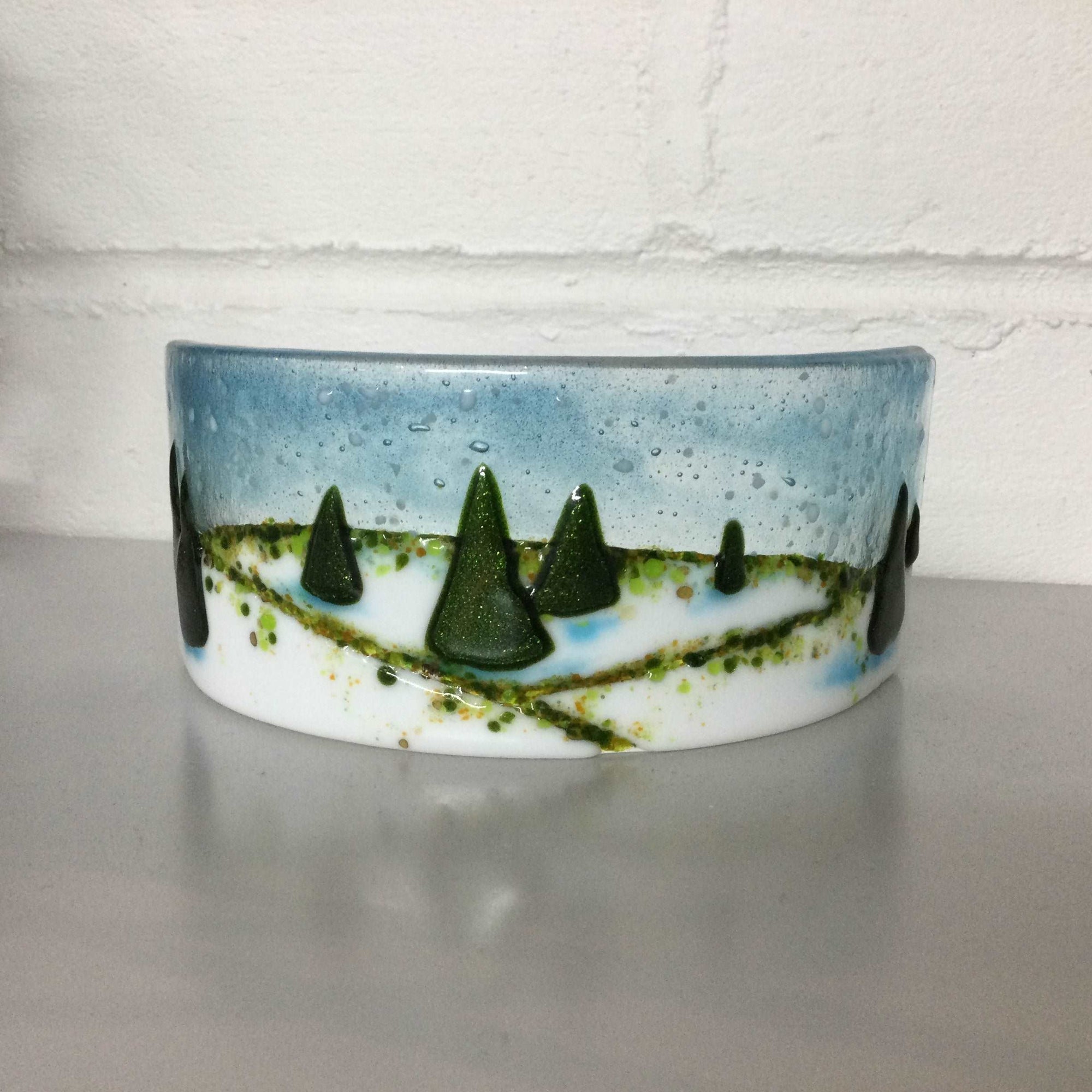 Christmas Scene Curve LIMITED EDITION - Fused Glass By Claire Harris 