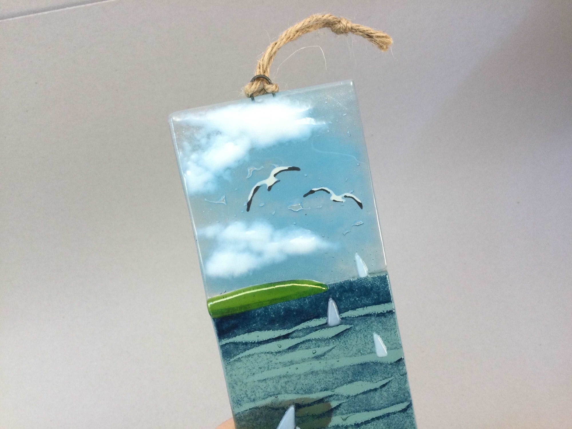 Large Hanger - Sea scene with sailing boats - Fused Glass By Claire Harris 