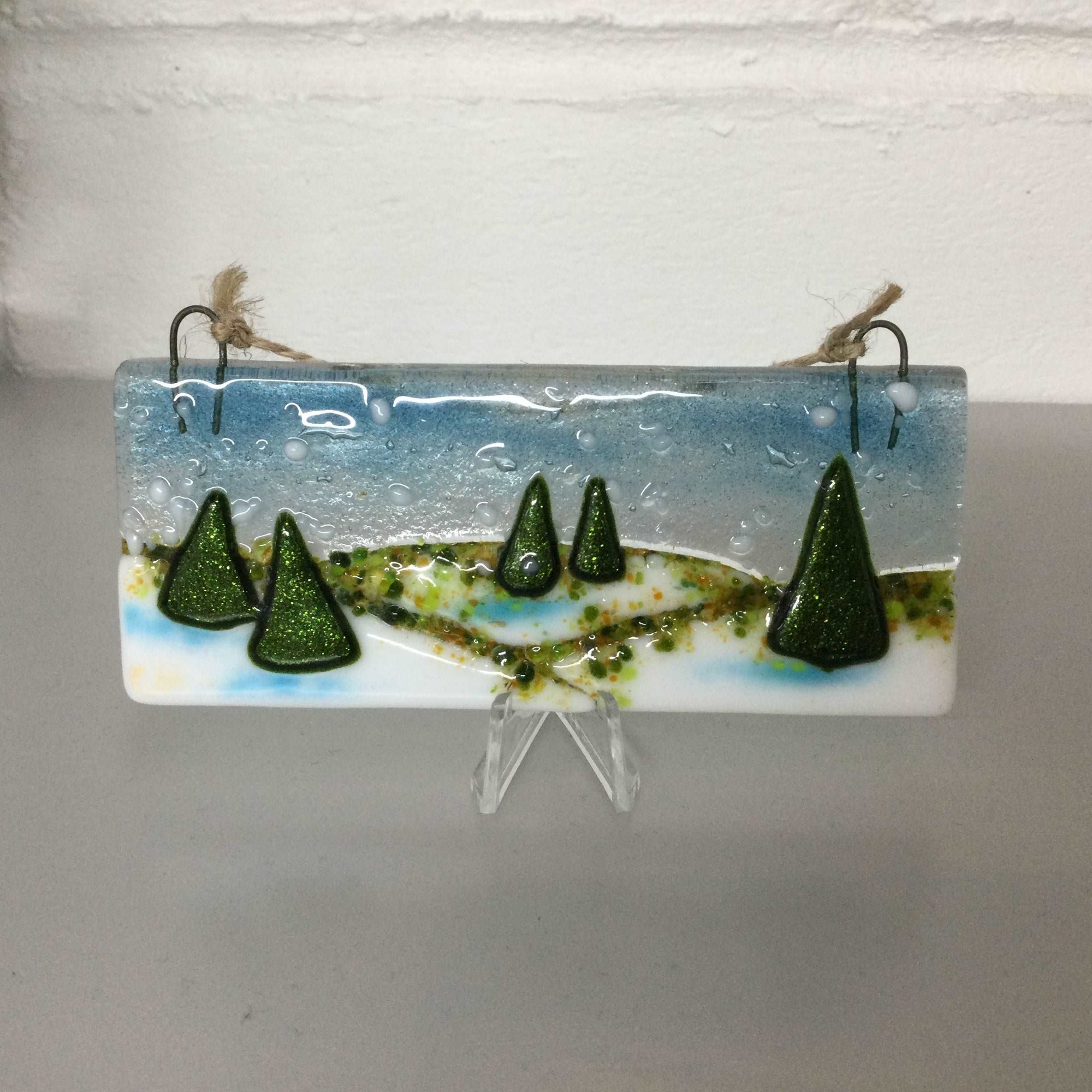 Christmas Scene Small Hanger LIMITED EDITION - Fused Glass By Claire Harris 