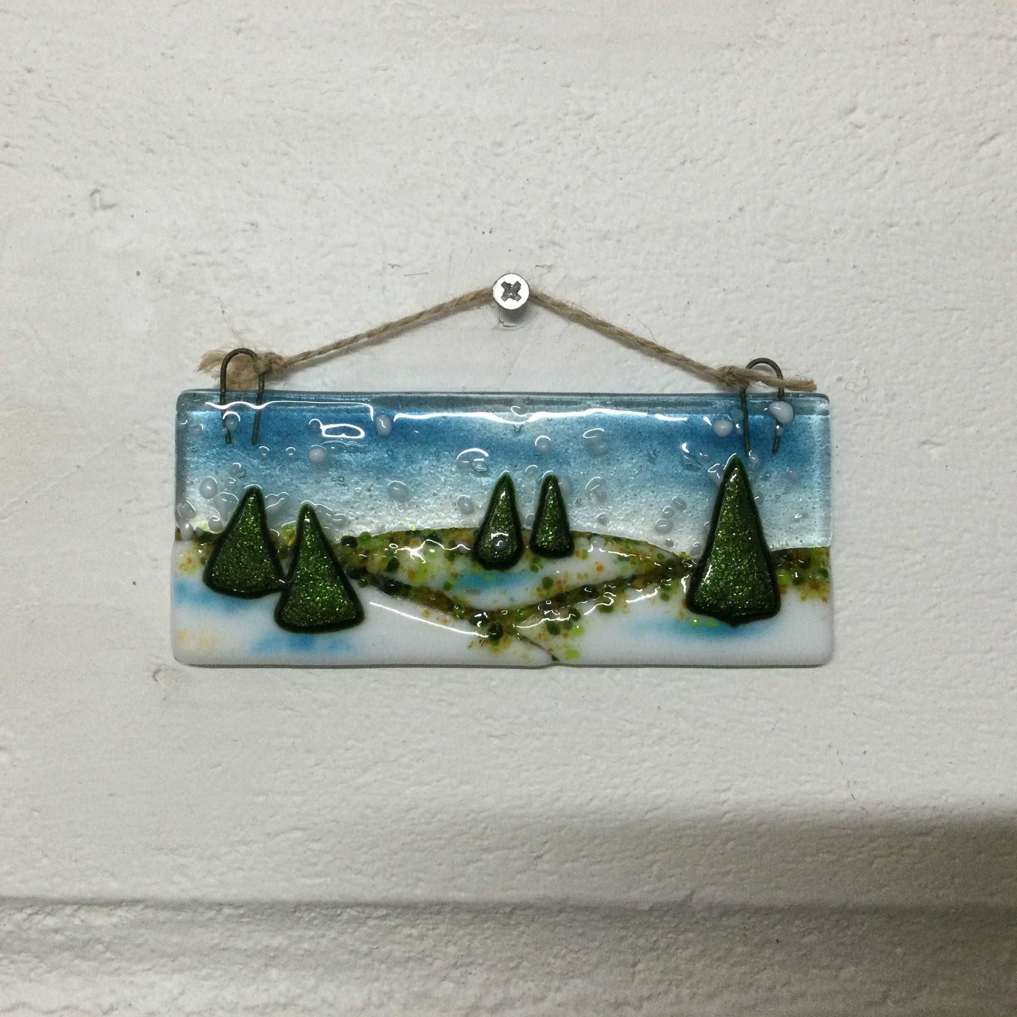 Christmas Scene Small Hanger LIMITED EDITION - Fused Glass By Claire Harris 