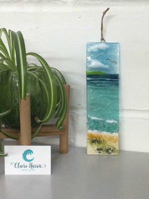 Large Hanger - Cornish Sea scene - Fused Glass By Claire Harris 