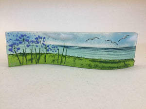 Small freestanding wave - Agapanthus - Fused Glass By Claire Harris 