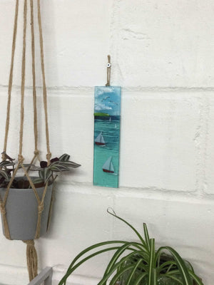 Large Hanger - Sea scene with sailing boats - Fused Glass By Claire Harris 