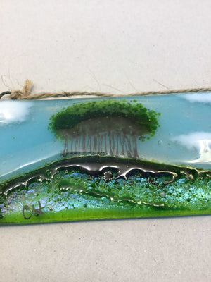 Horizontal Small Hanger - Nearly Home Trees - Fused Glass By Claire Harris 