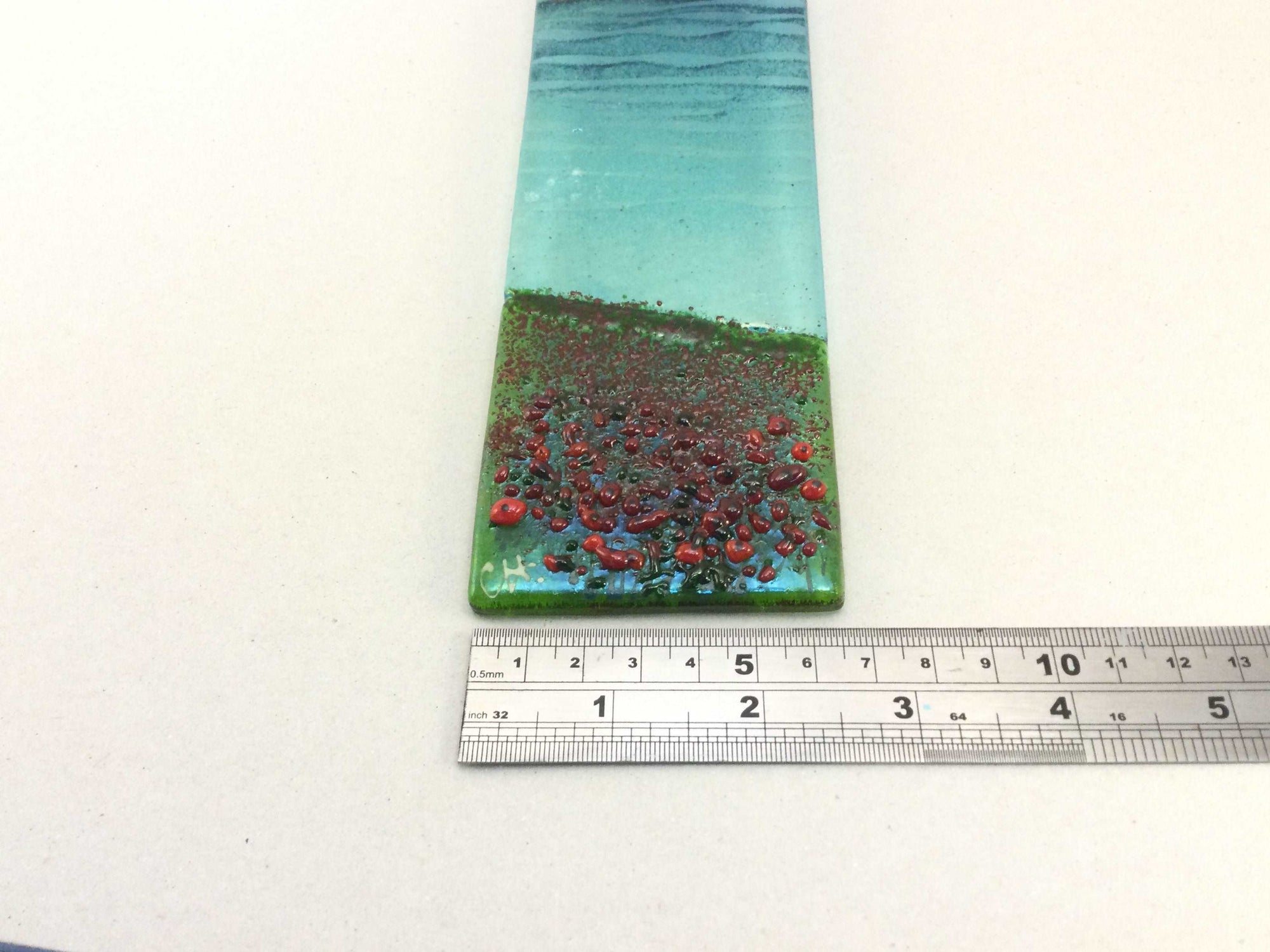 Large Hanger - Sea scene with poppies - Fused Glass By Claire Harris 