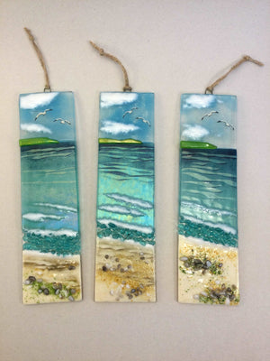 Large Hanger - Cornish Sea scene - Fused Glass By Claire Harris 