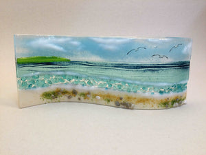 Large Freestanding Wave - Sea Scene - Fused Glass By Claire Harris 