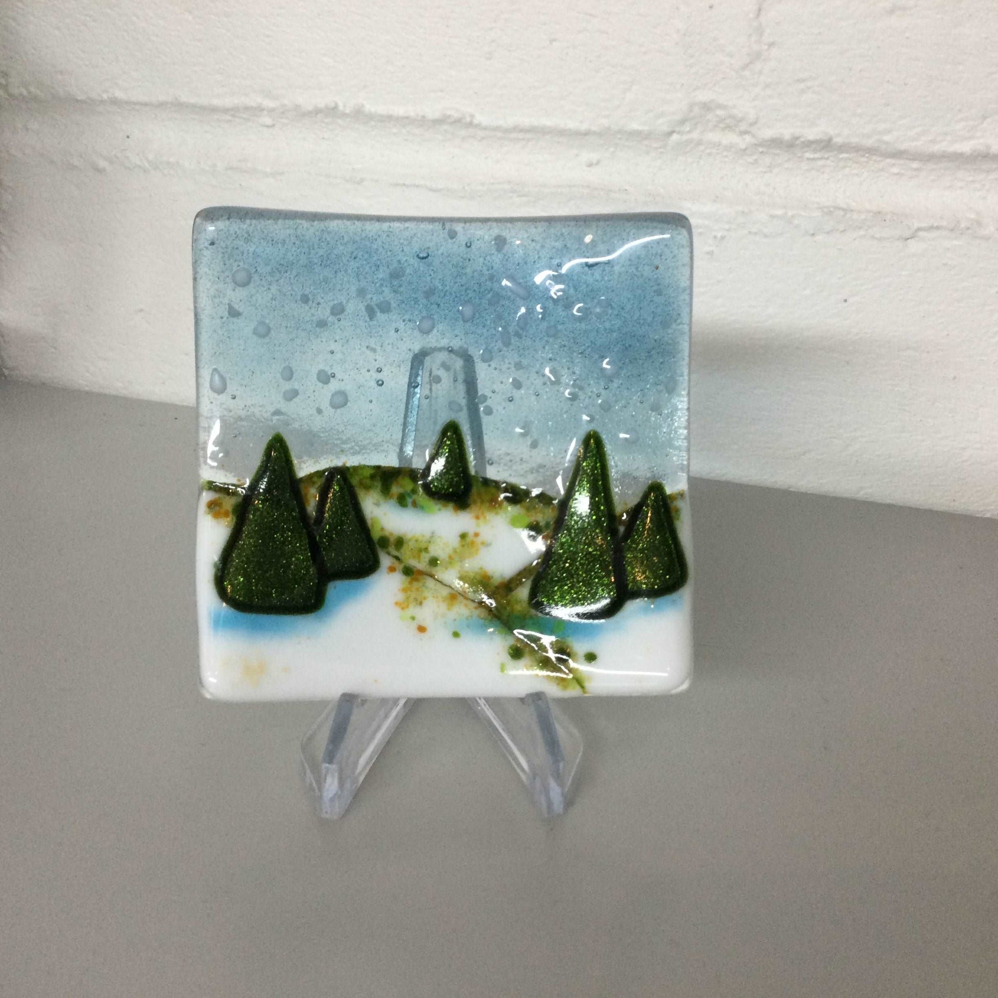 Christmas Scene Trinket Dish LIMITED EDITION - Fused Glass By Claire Harris 