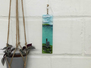 Large Hanger - Sea scene with Cornish engine house. Tin mine Poldark - Fused Glass By Claire Harris 