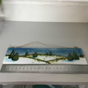 Christmas Scene Large Horizontal Hanger LIMITED EDITION - Fused Glass By Claire Harris 