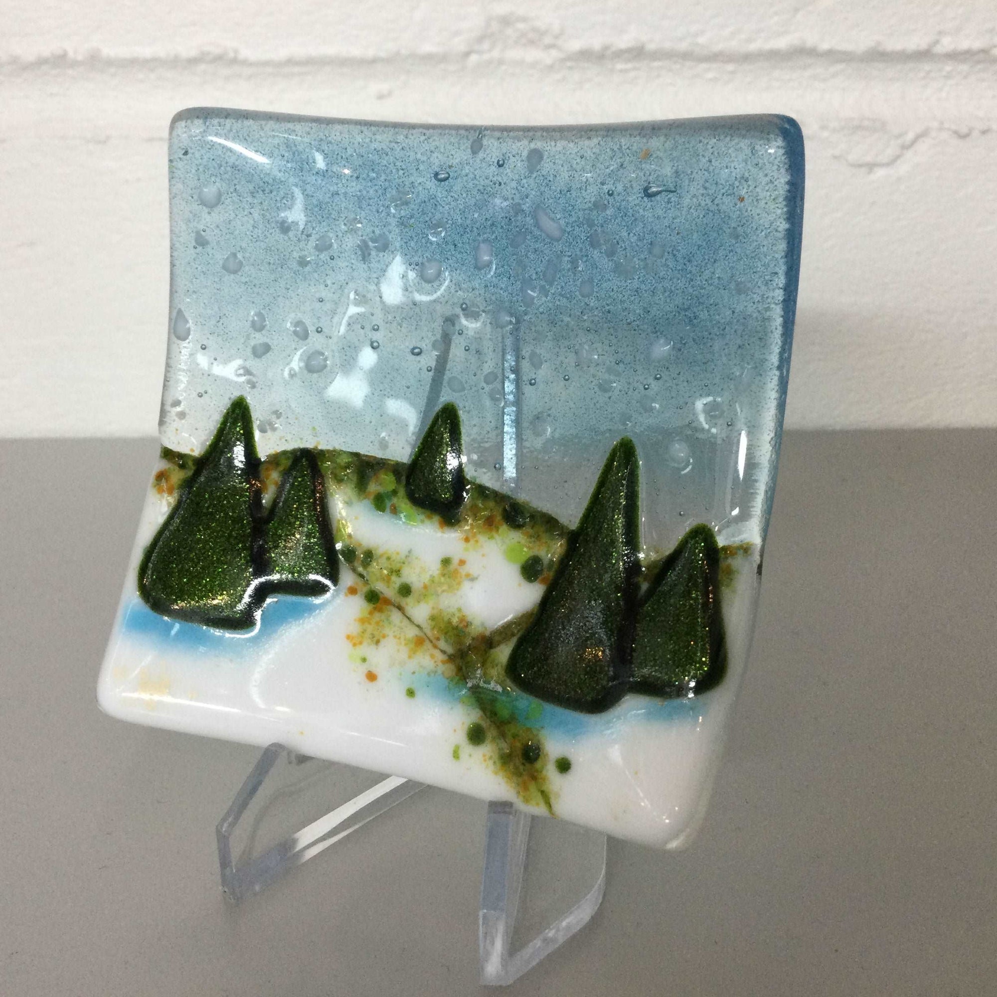 Christmas Scene Trinket Dish LIMITED EDITION - Fused Glass By Claire Harris 