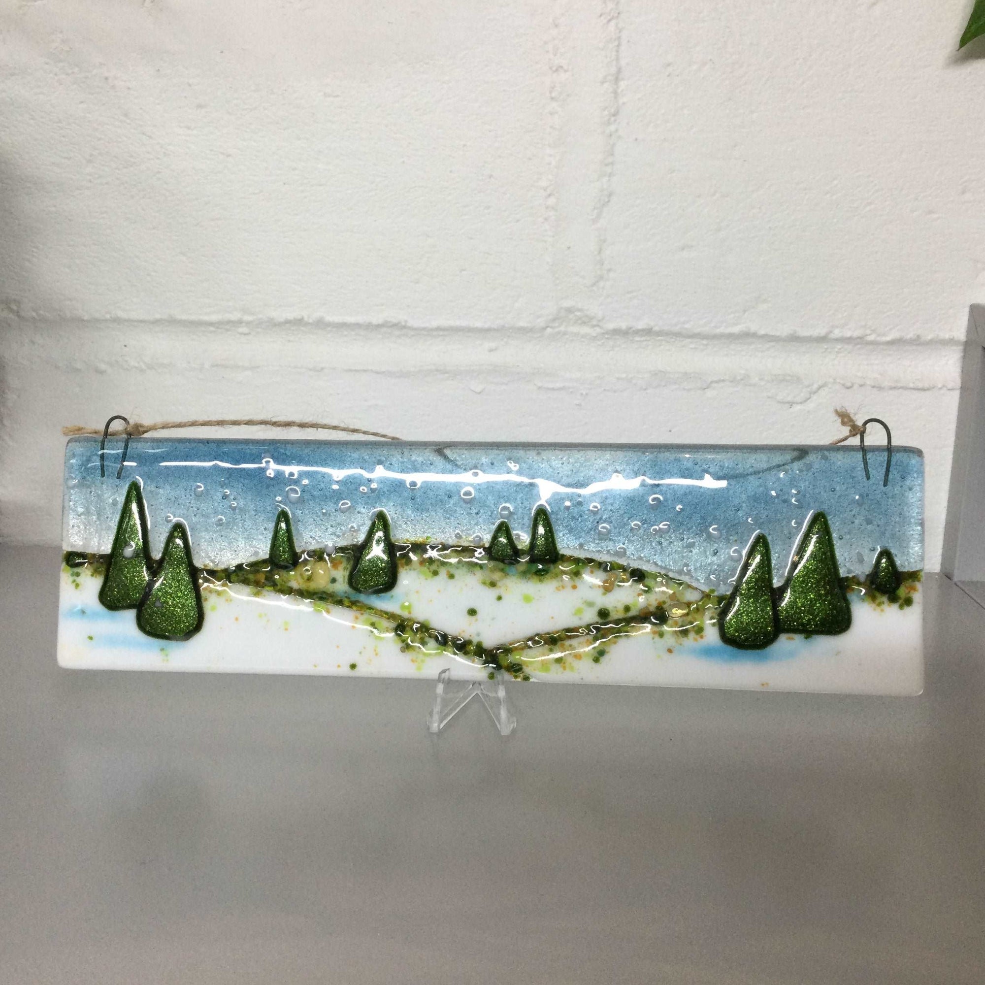 Christmas Scene Large Horizontal Hanger LIMITED EDITION - Fused Glass By Claire Harris 