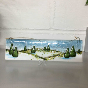 Christmas Scene Large Horizontal Hanger LIMITED EDITION - Fused Glass By Claire Harris 