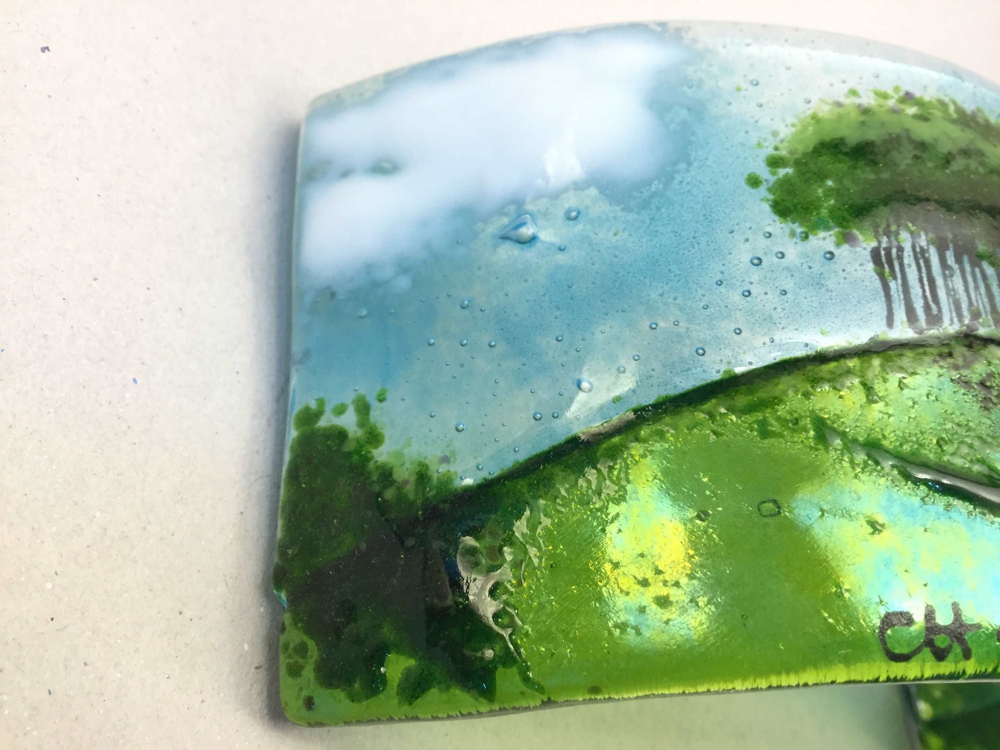 Curve - Nearly Home Trees - Fused Glass By Claire Harris 