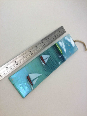 Large Hanger - Sea scene with sailing boats - Fused Glass By Claire Harris 