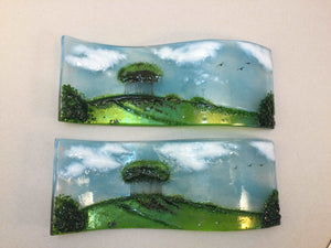 Large Freestanding Wave - Nearly Home Trees - Fused Glass By Claire Harris 