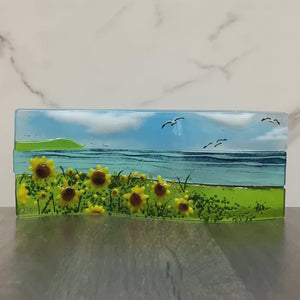 Large Freestanding Wave - Sunflower Field Scene
