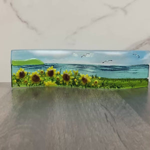 Small Freestanding Wave - Sunflower Field Scene