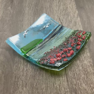 Trinket Dish - Seascene with poppies
