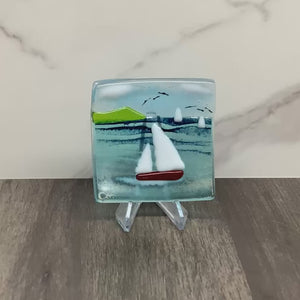 Trinket Dish - Sea scene with sailing boat