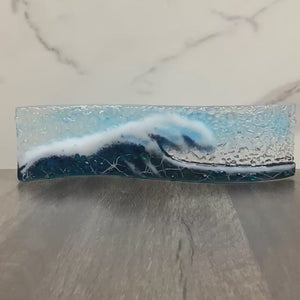 Small Freestanding Wave - Dark aqua Crashing Wave