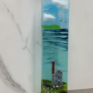 Large Hanger - Sea scene with Cornish engine house. Tin mine Poldark