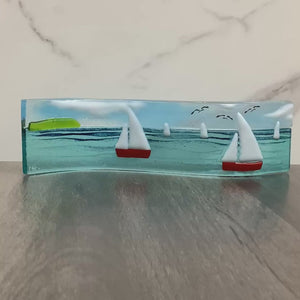 Small Freestanding Wave - Sea Scene with sailing boats