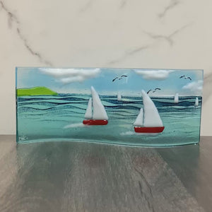 Large Freestanding Wave - Sea Scene with sailing boats