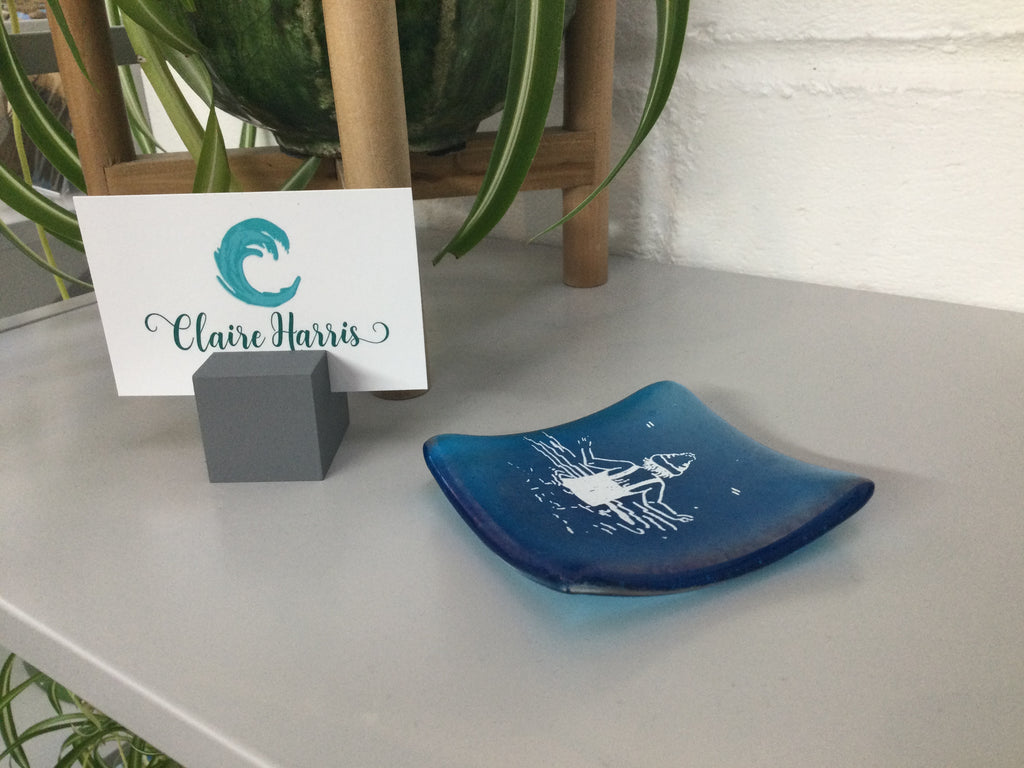 Cornish Wild Swimmer with Bobble Hat, Turquoise, Trinket Dish.