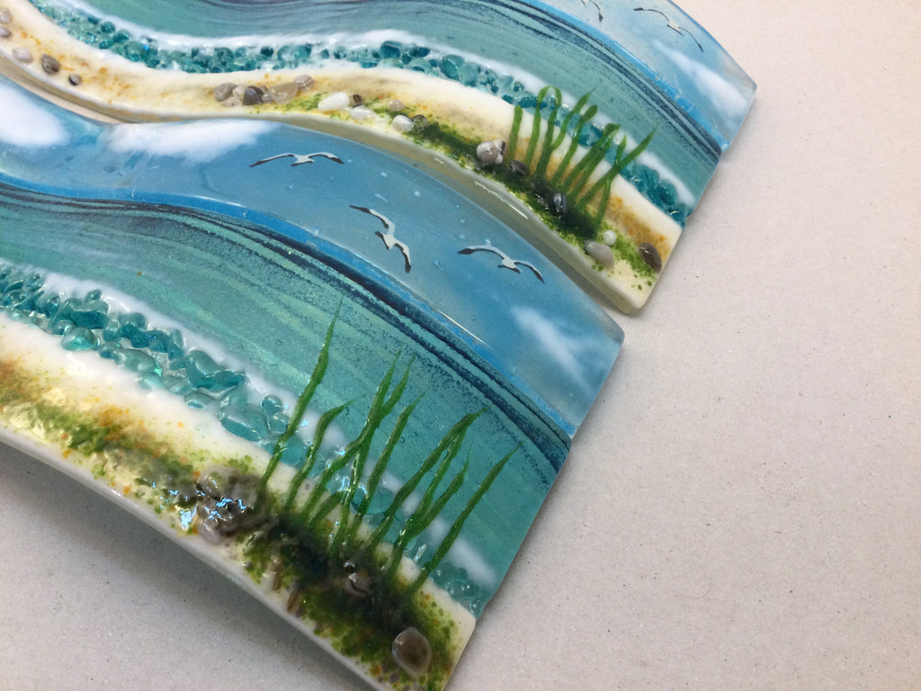 Large Freestanding Wave - Sea Scene with grass
