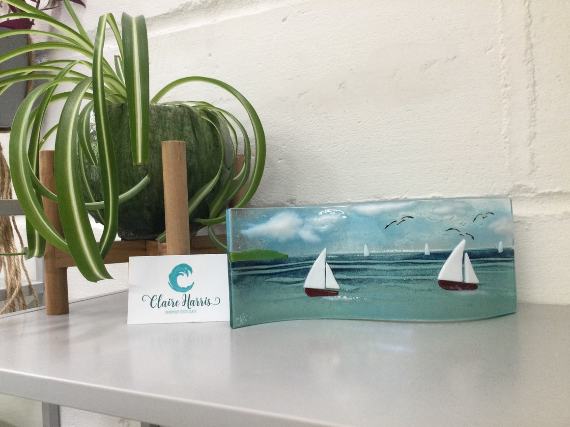 Large Freestanding Wave - Sea Scene with sailing boats
