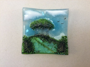 Trinket Dish - Nearly Home trees - Fused Glass By Claire Harris 