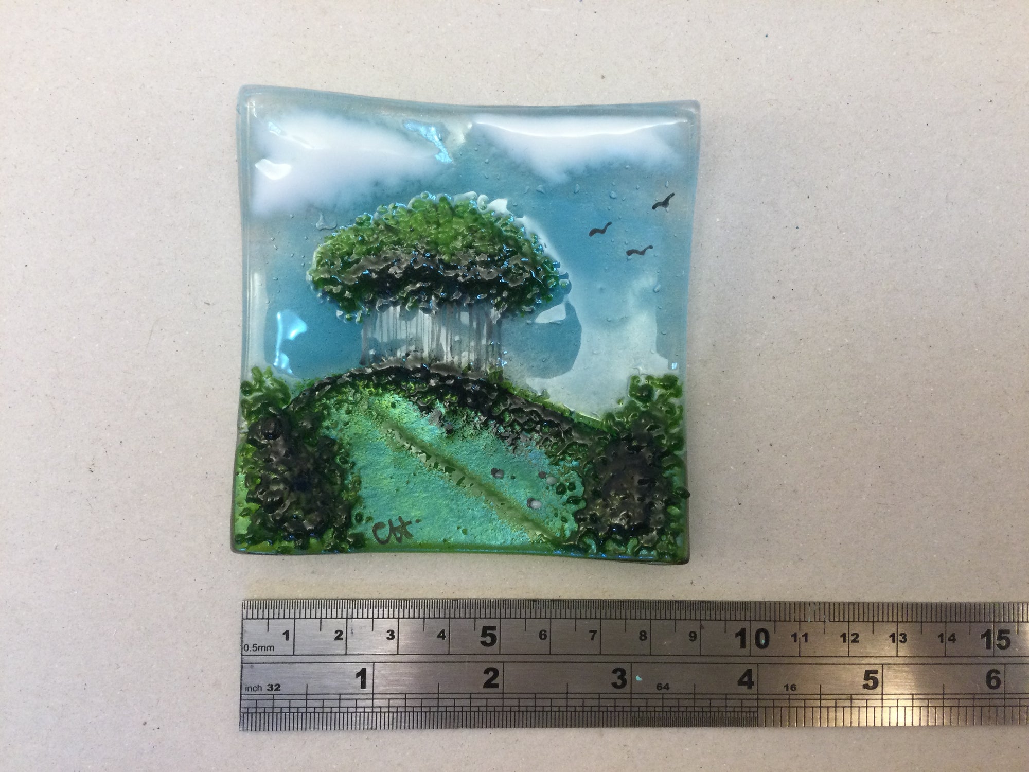 Trinket Dish - Nearly Home trees - Fused Glass By Claire Harris 