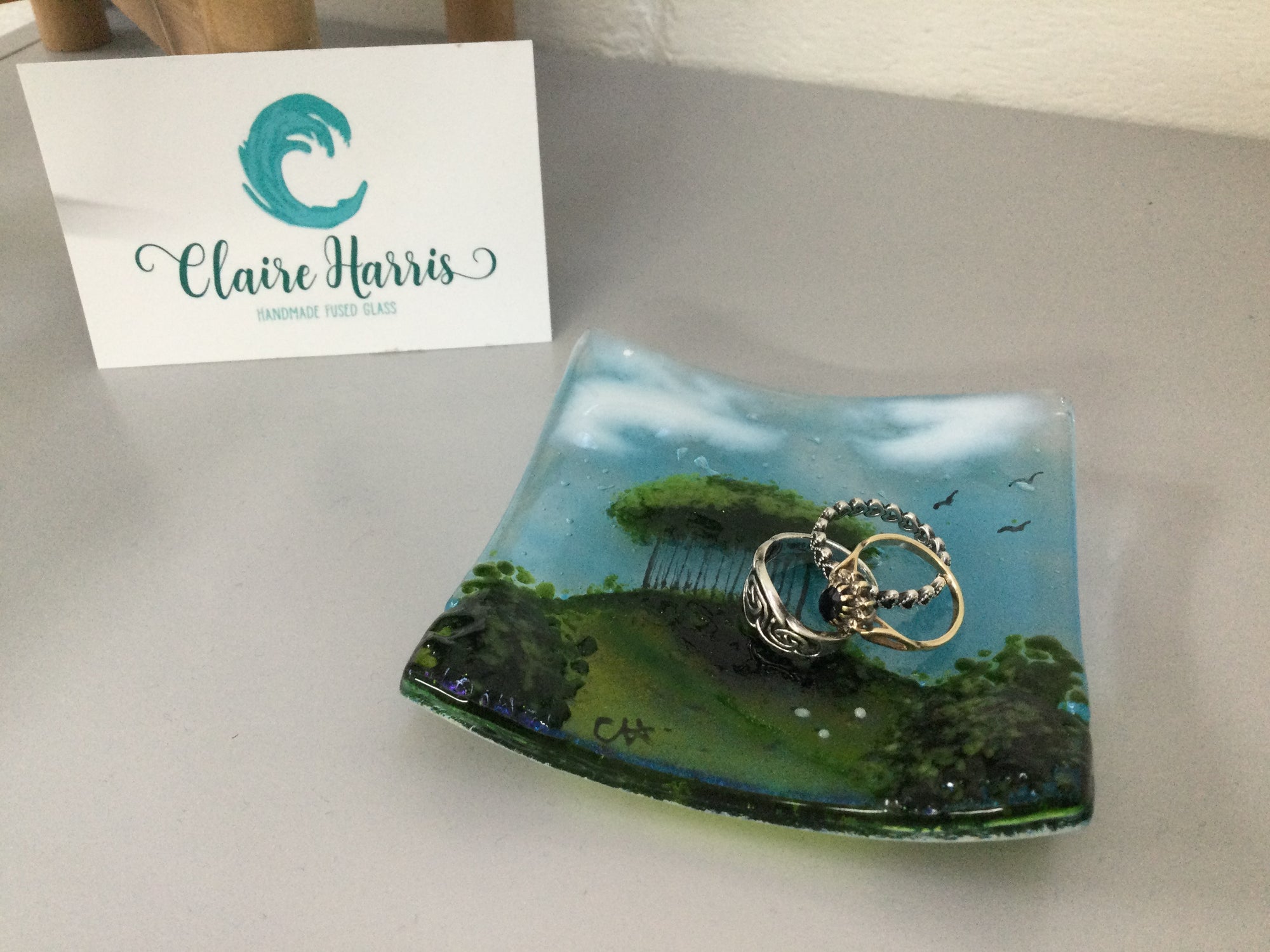 Trinket Dish - Nearly Home trees - Fused Glass By Claire Harris 