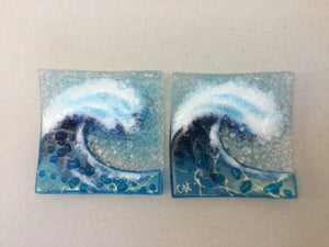 Trinket Dish - Crashing Wave Turquoise - Fused Glass By Claire Harris 