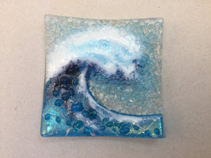 Trinket Dish - Crashing Wave Turquoise - Fused Glass By Claire Harris 