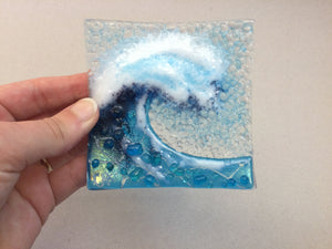 Trinket Dish - Crashing Wave Turquoise - Fused Glass By Claire Harris 