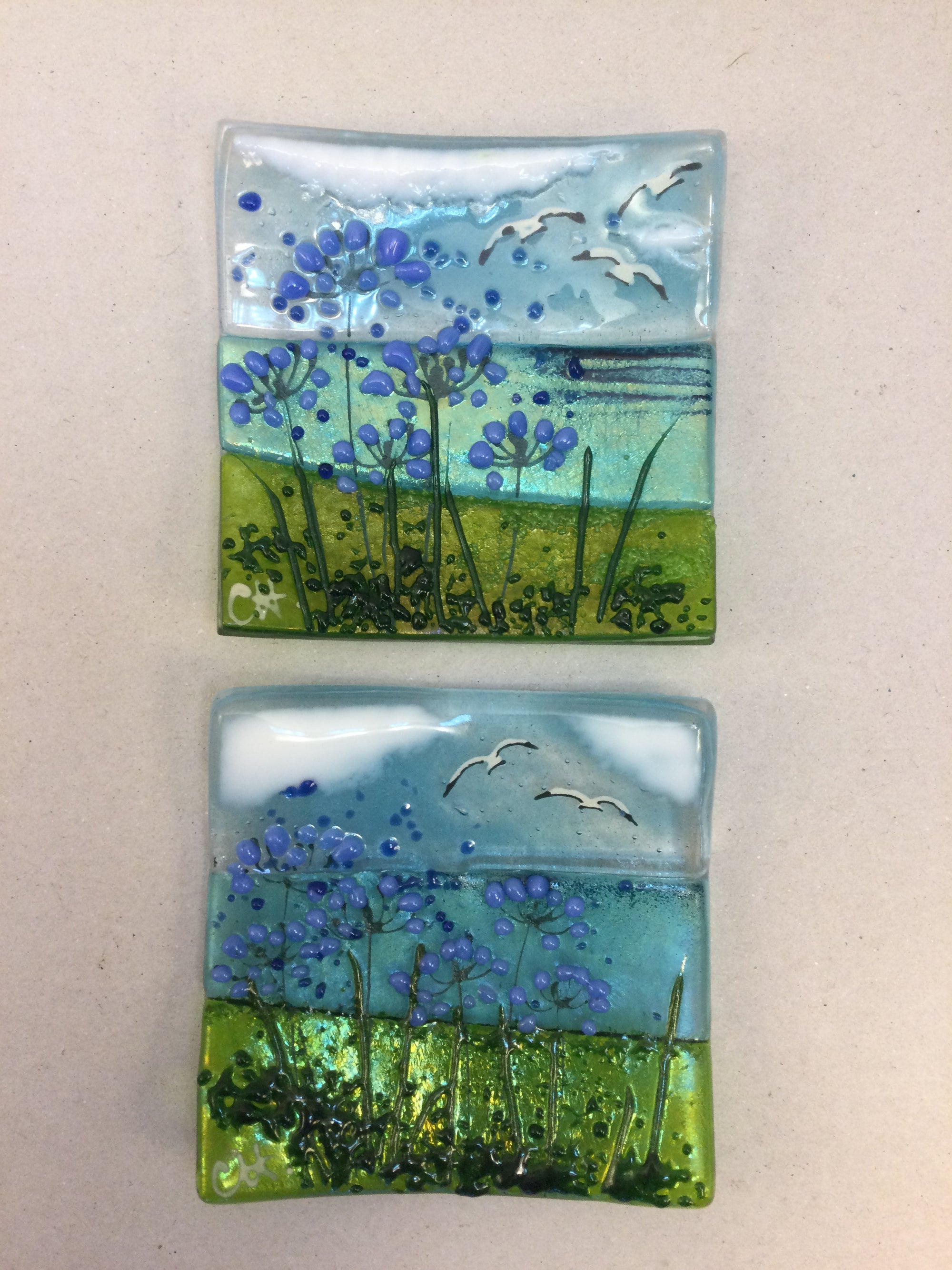 Trinket Dish - Agapanthus - Fused Glass By Claire Harris 