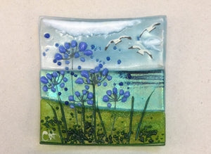 Trinket Dish - Agapanthus - Fused Glass By Claire Harris 