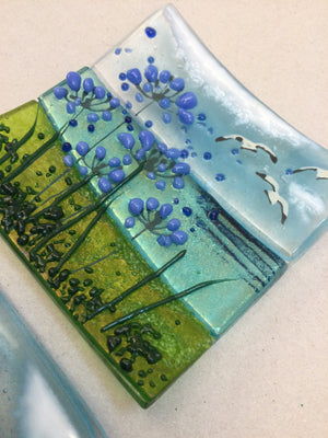 Trinket Dish - Agapanthus - Fused Glass By Claire Harris 