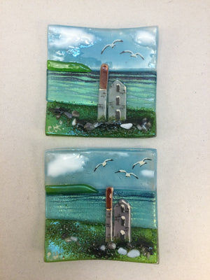 Trinket Dish - Cornish Engine House - Fused Glass By Claire Harris 