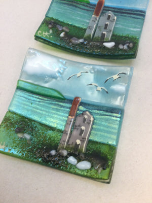 Trinket Dish - Cornish Engine House - Fused Glass By Claire Harris 