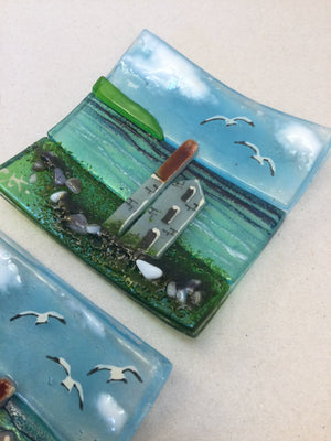 Trinket Dish - Cornish Engine House - Fused Glass By Claire Harris 