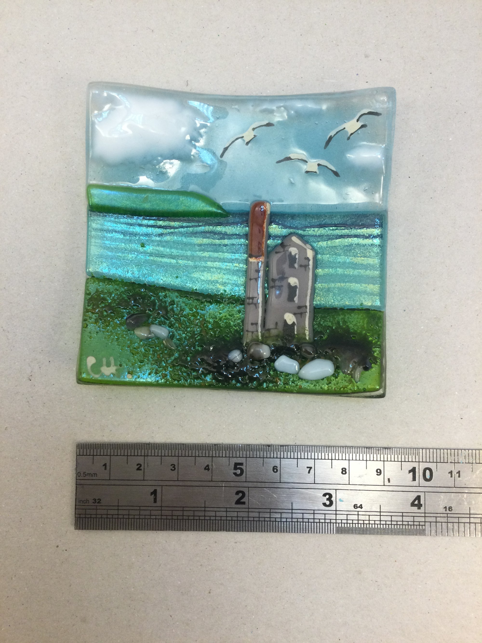 Trinket Dish - Cornish Engine House - Fused Glass By Claire Harris 