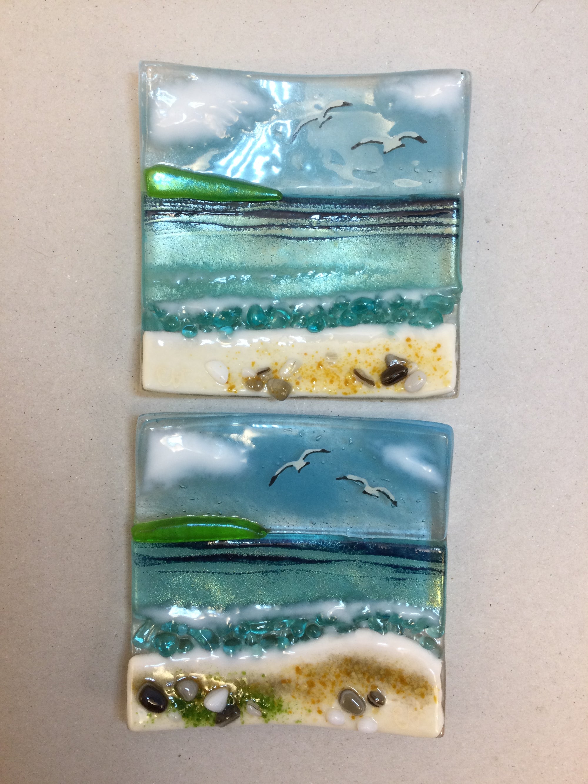 Trinket Dish - Cornish Sea Scene - Fused Glass By Claire Harris 