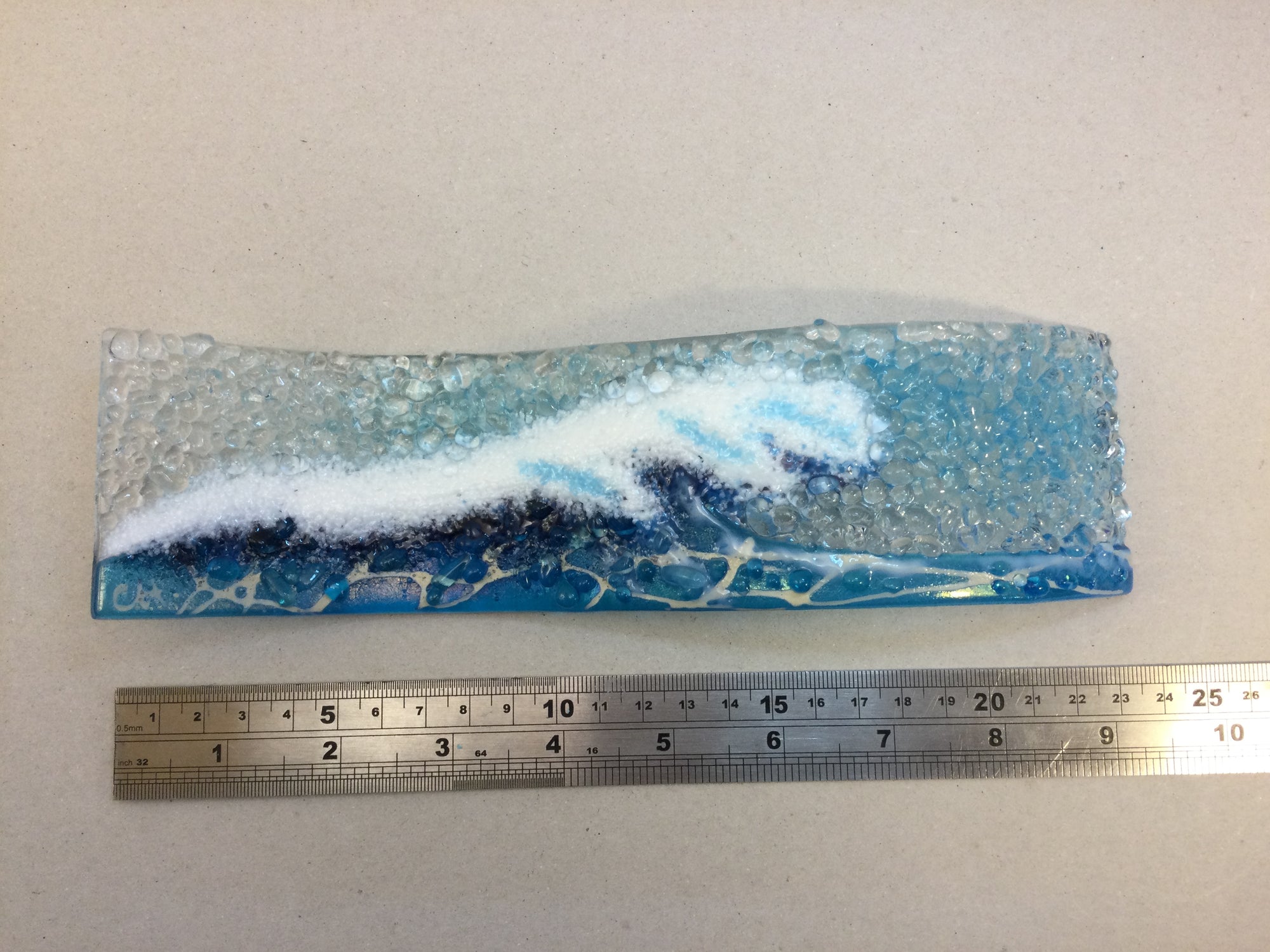 Small Freestanding Wave - Turquoise Crashing Wave - Fused Glass By Claire Harris 