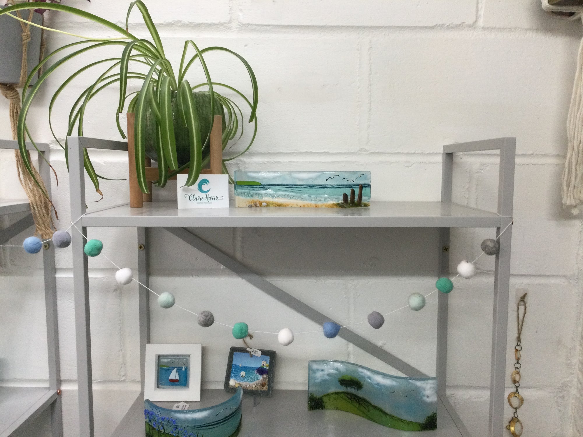 Small Freestanding Wave - Sea Scene with groyns. - Fused Glass By Claire Harris 