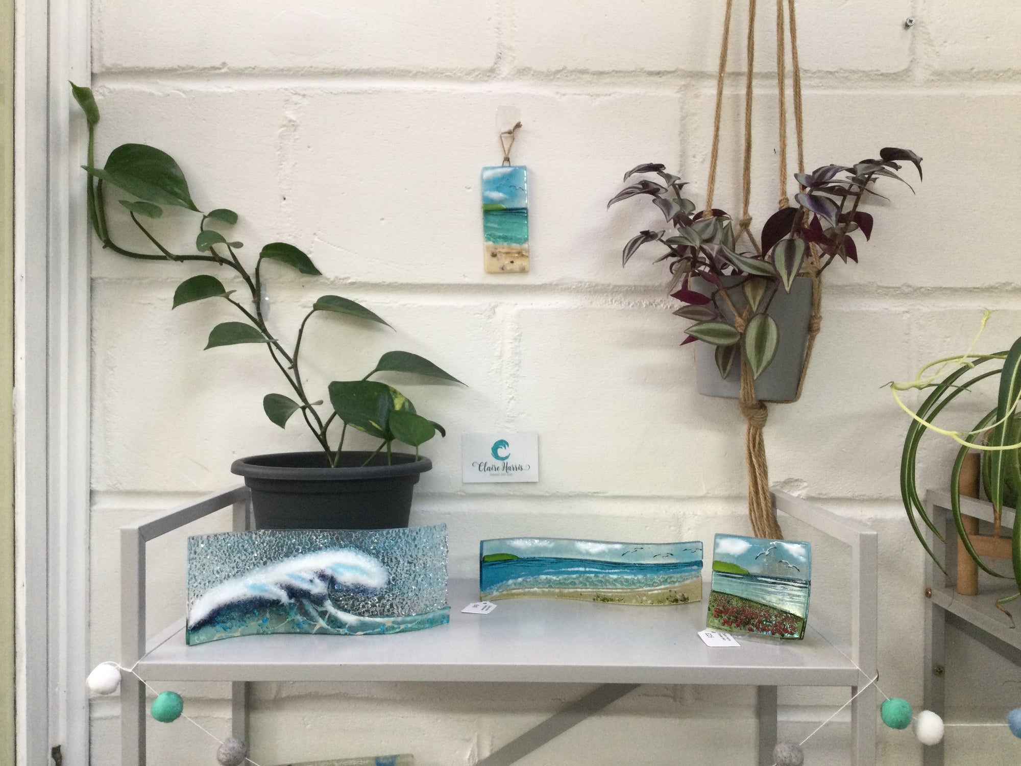 Small Hanger - Cornish Sea scene - Fused Glass By Claire Harris 