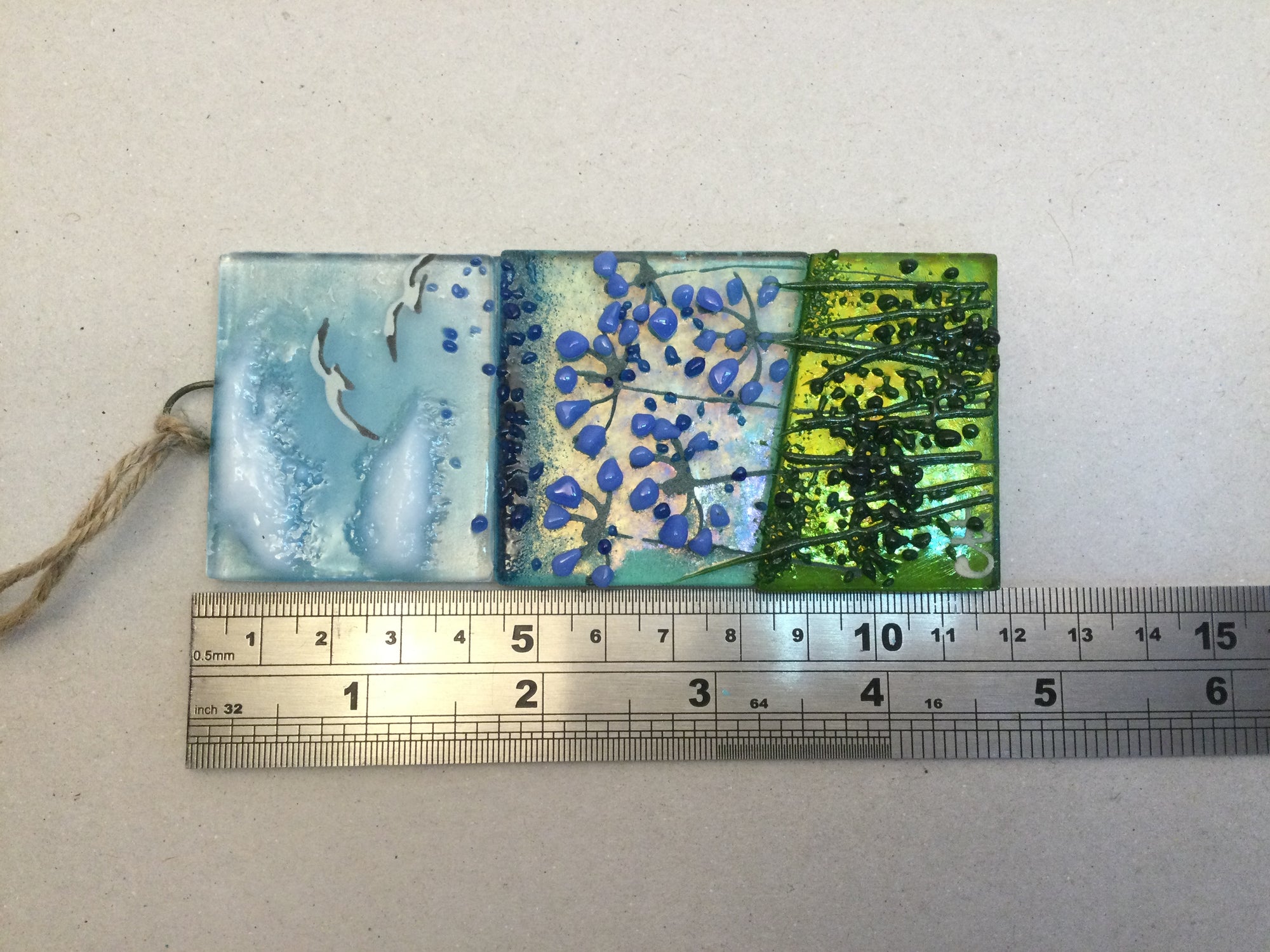 Small Hanger - Sea scene with agapanthus - Fused Glass By Claire Harris 