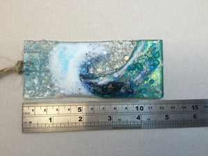 Small Hanger - Light Aqua Crashing Wave - Fused Glass By Claire Harris 